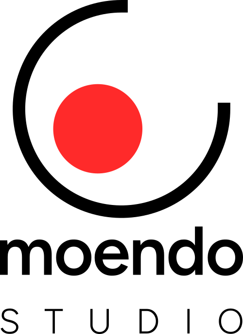 Emblem · stacked + studio — black on transparent