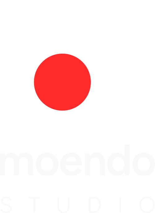 Emblem · stacked + studio — white on transparent